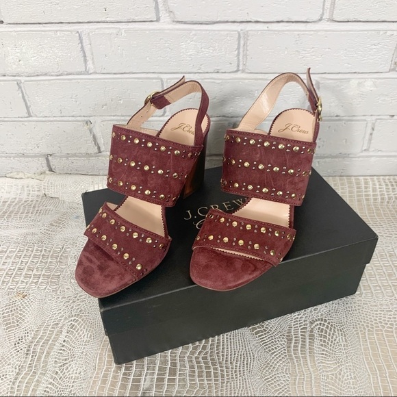 J. Crew Stella Red Heels in Studded Suede - Picture 7 of 8